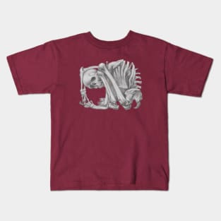 Eerie Pencil Sketch - Intriguing Skeleton in Confinement Kids T-Shirt